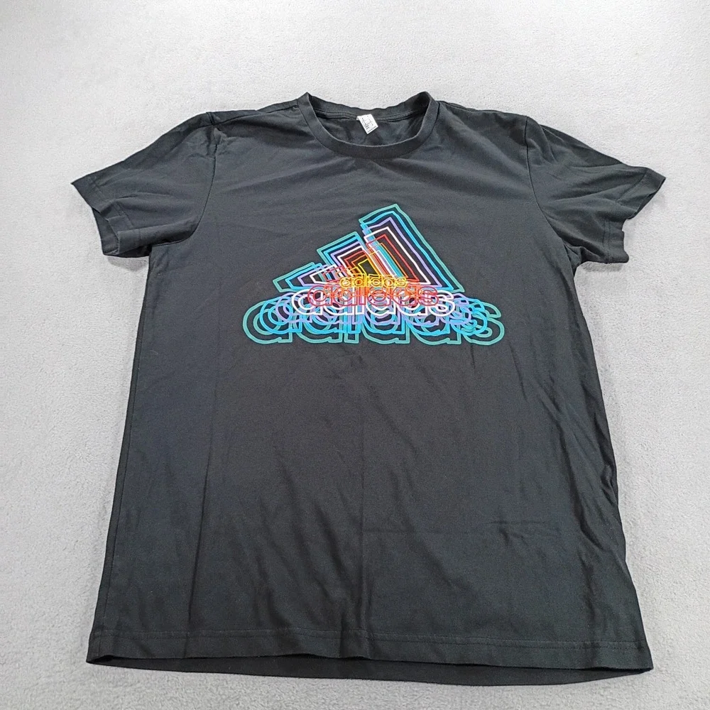 Adidas Mens Climalite Graphic T-Shirt Black Medium Multi-Color Logo